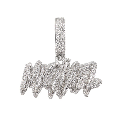 michael custom moissanite pendant 14k gold ICECARTEL white