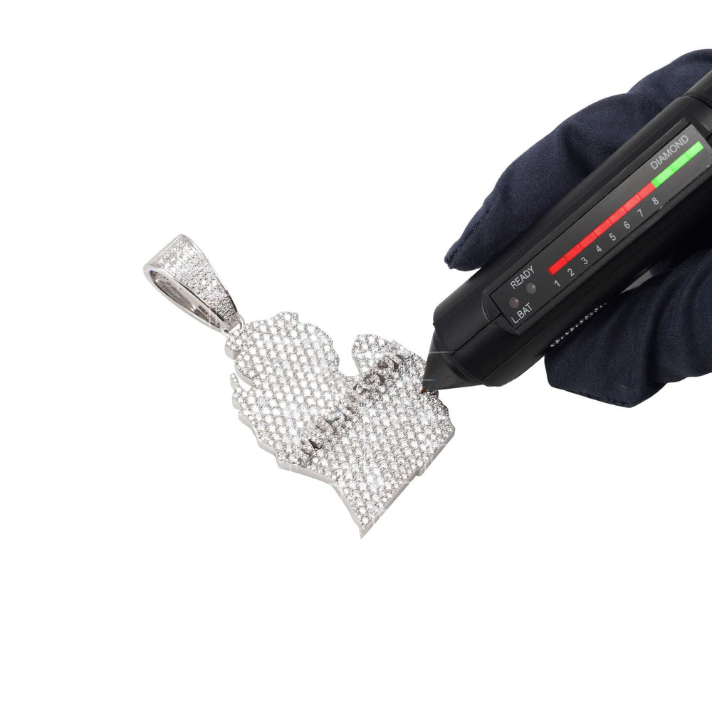 michigan custom logo moissanite pendant 14k gold icecartel test