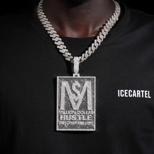 million dollar hustle custom logo moissanite pendant 14k gold icecartel model