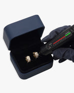 Moissanite 3-Row Hoop Earrings 14K Gold - Yellow Gold