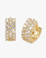 Moissanite 3-Row Hoop Earrings 14K Gold - Yellow Gold