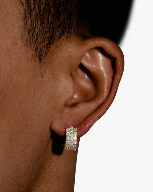 mini moissanite 3 row earrings 14k gold icecartel model