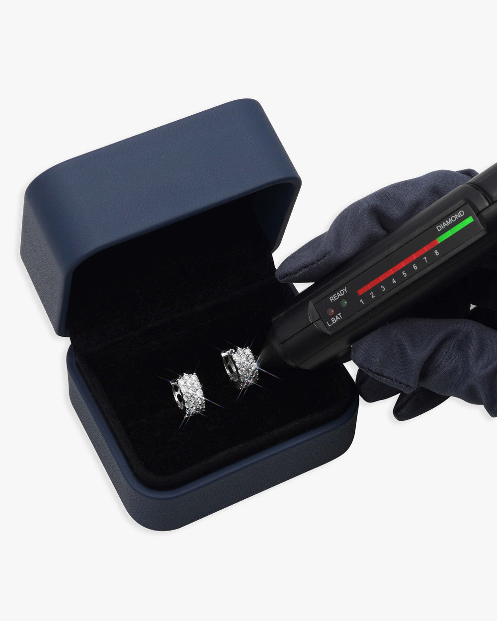 mini moissanite 3 row earrings 14k gold icecartel white box