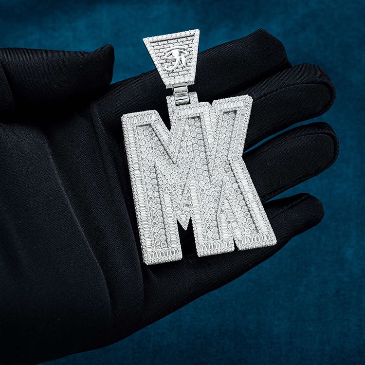 mk custom moissanite pendant 2 letters icecartel hand