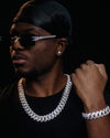 20MM VVS Cuban Link Chain and Bracelet Bundle 14K Gold - White Gold