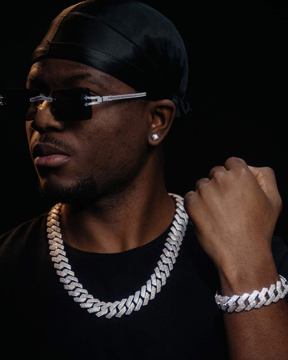 20MM VVS Cuban Link Chain and Bracelet Bundle 14K Gold - White Gold