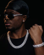 20MM VVS Cuban Link Chain and Bracelet Bundle 14K Gold - White Gold