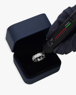 Moissanite 3-Row Baguette Band Ring 14K Gold - White Gold