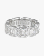 Moissanite 3-Row Baguette Band Ring 14K Gold - White Gold