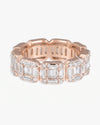 Moissanite 3-Row Baguette Band Ring 14K Gold - Rose Gold
