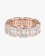 Moissanite 3-Row Baguette Band Ring 14K Gold - Rose Gold