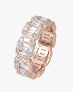 Moissanite 3-Row Baguette Band Ring 14K Gold - Rose Gold