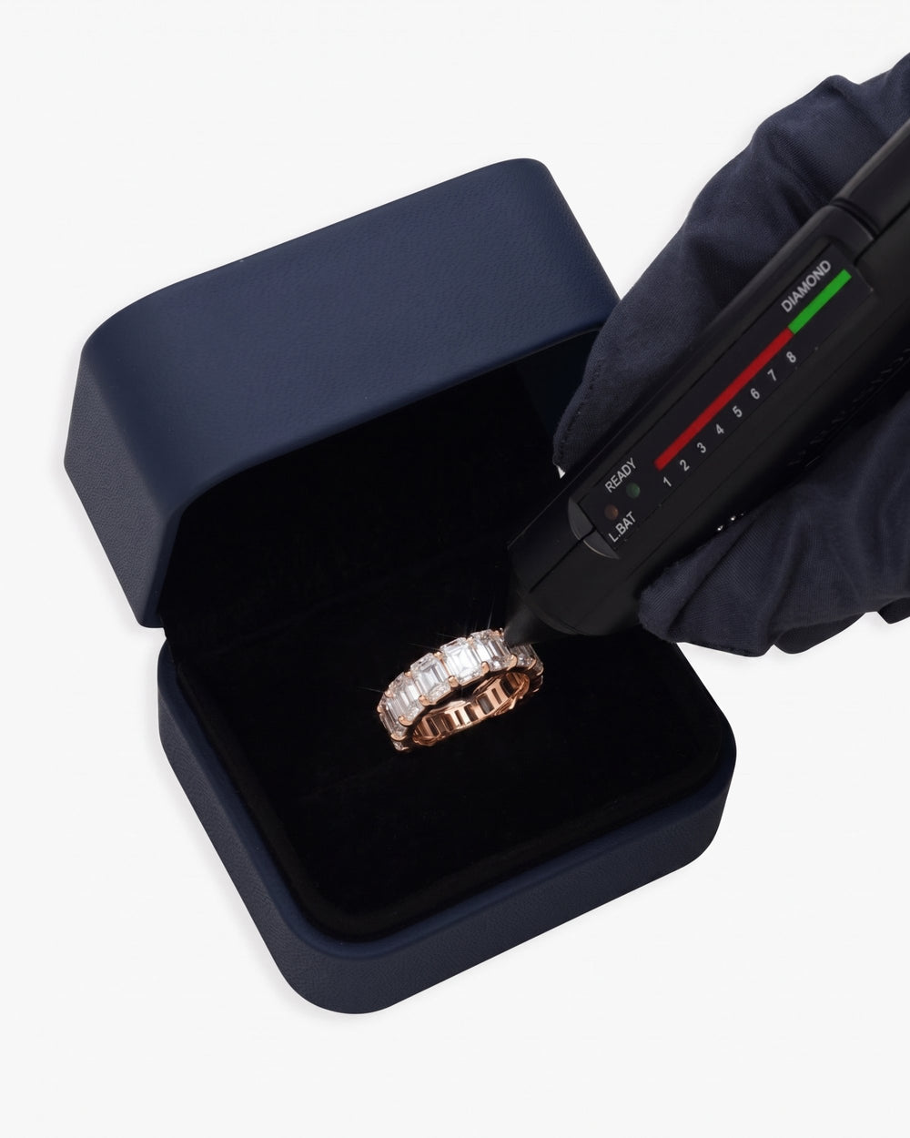 Moissanite 3-Row Baguette Band Ring 14K Gold - Rose Gold