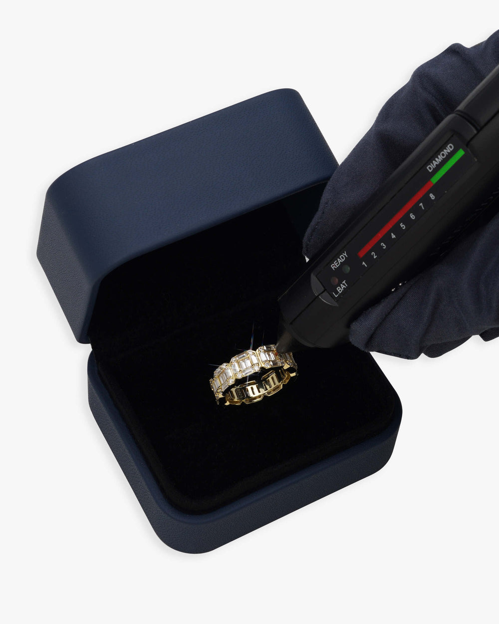 Moissanite 3-Row Baguette Band Ring 14K Gold - Yellow Gold