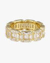 Moissanite 3-Row Baguette Band Ring 14K Gold - Yellow Gold