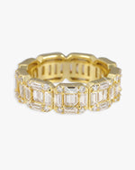 Moissanite 3-Row Baguette Band Ring 14K Gold - Yellow Gold