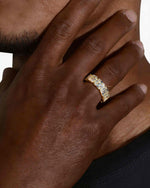 Moissanite 3-Row Baguette Band Ring 14K Gold - Yellow Gold