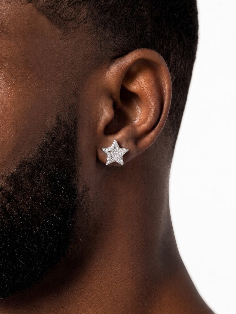 moissanite 5-point star stud earrings 14k gold icecartel model