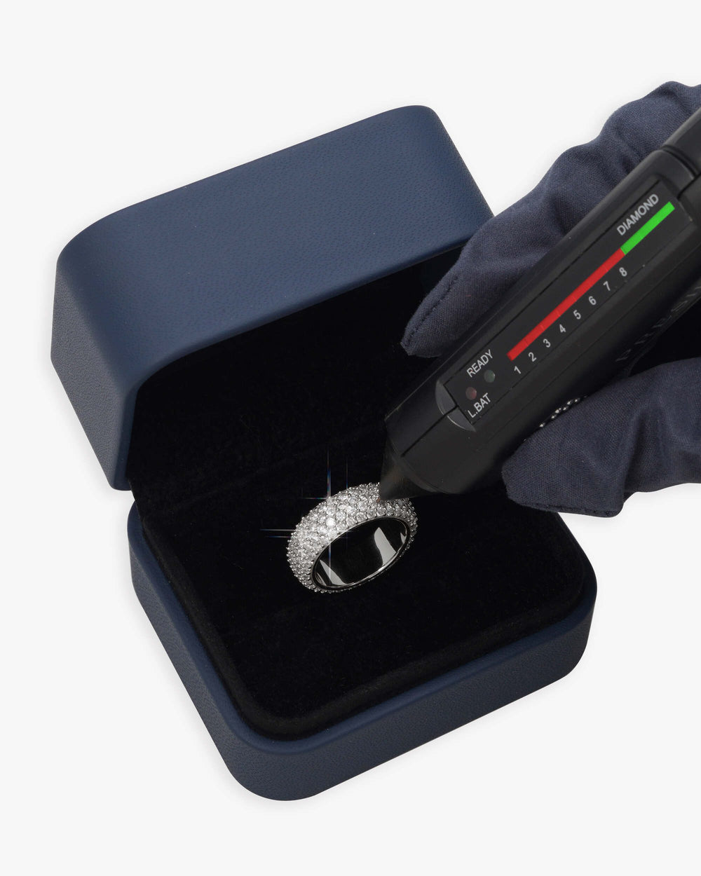 moissanite 5 row band ring 14k icecartel white box