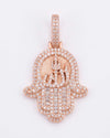 Moissanite Allah Hamsa Hand Pendant 14K Gold - Rose Gold