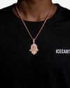 Moissanite Allah Hamsa Hand Pendant 14K Gold - Rose Gold