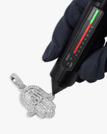 Moissanite Allah Hamsa Hand Pendant 14K Gold - White Gold