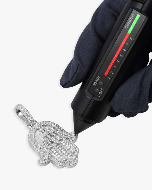 moissanite allah hamsa hand pendant 14k gold icecartel test