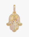 Moissanite Allah Hamsa Hand Pendant 14K Gold - Yellow Gold
