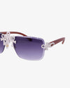 Moissanite Ankh Cross Sunglasses 14K Gold - Dark Blue