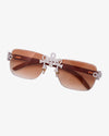 Moissanite Ankh Cross Sunglasses 14K Gold - Brown