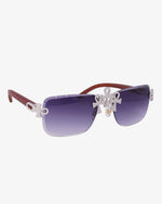 Moissanite Ankh Cross Sunglasses 14K Gold - Dark Blue