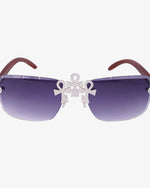 Moissanite Ankh Cross Sunglasses 14K Gold - Dark Blue