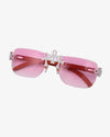 Moissanite Ankh Cross Sunglasses 14K Gold - Pink