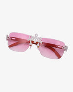 Moissanite Ankh Cross Sunglasses 14K Gold - Pink