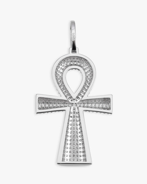 moissanite baguette ankh pendant 14k gold icecartel back