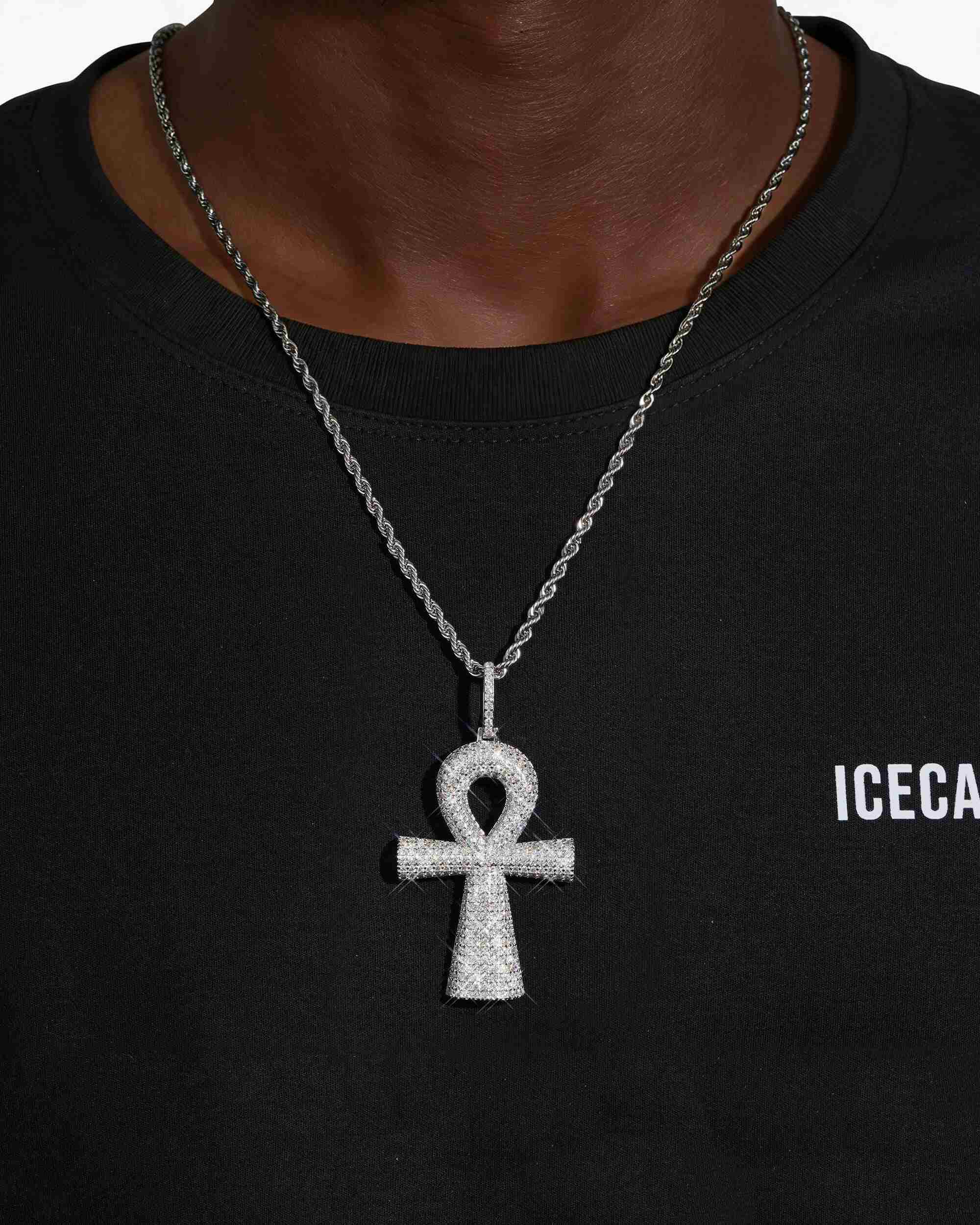 Moissanite Ankh Pendant 14K Gold - IceCartel
