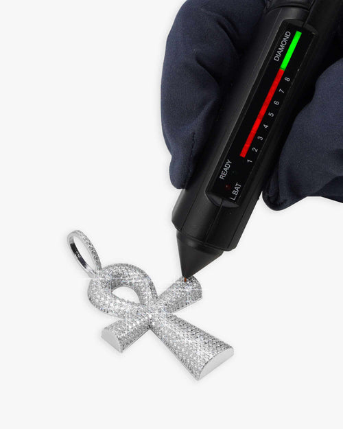 moissanite baguette ankh pendant 14k gold icecartel test