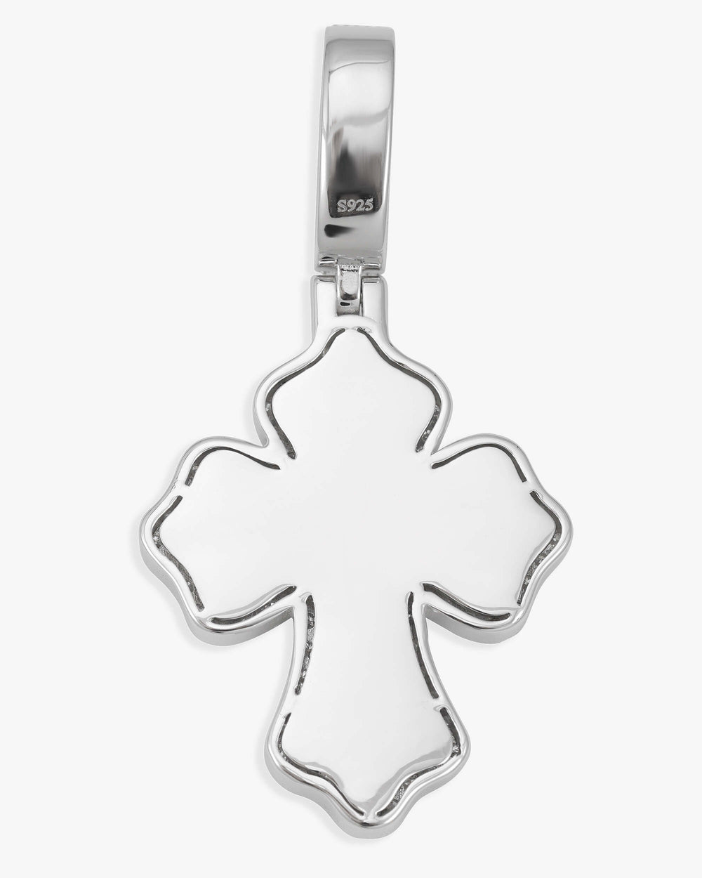 moissanite baguette cross pendant 14k gold icecartel back