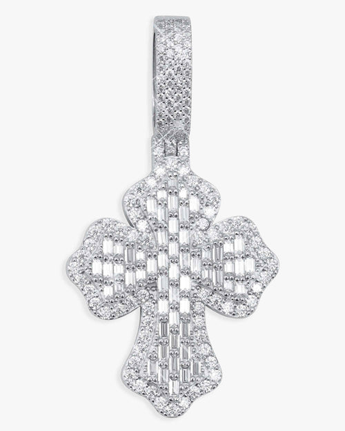 moissanite baguette cross pendant 14k gold icecartel main