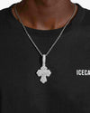 Moissanite Baguette Cross Pendant 14K Gold - White Gold
