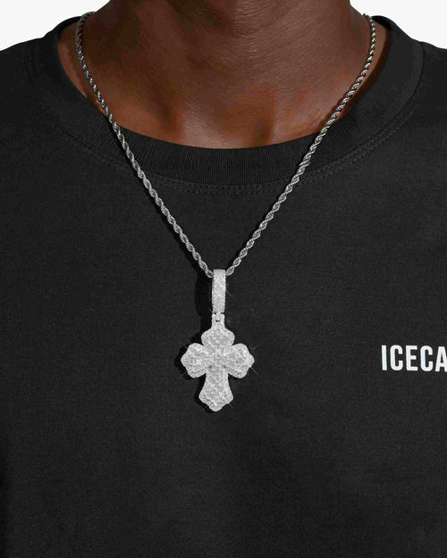 moissanite baguette cross pendant 14k gold icecartel model