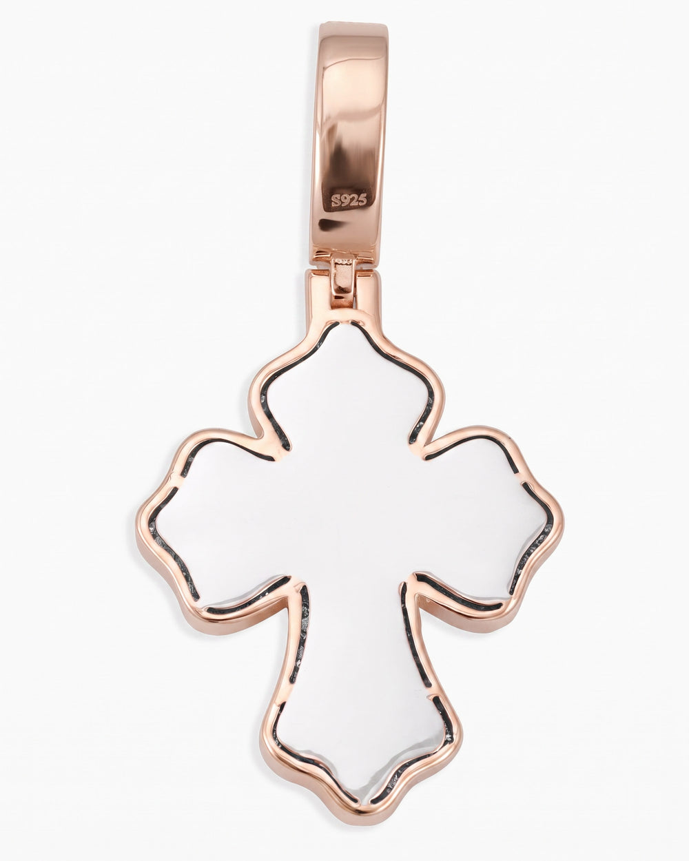 Moissanite Baguette Cross Pendant 14K Gold - Rose Gold