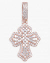 Moissanite Baguette Cross Pendant 14K Gold - Rose Gold