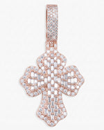 Moissanite Baguette Cross Pendant 14K Gold - Rose Gold