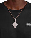 Moissanite Baguette Cross Pendant 14K Gold - Rose Gold