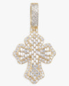 Moissanite Baguette Cross Pendant 14K Gold - Yellow Gold