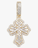 Moissanite Baguette Cross Pendant 14K Gold - Yellow Gold