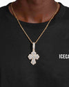 Moissanite Baguette Cross Pendant 14K Gold - Yellow Gold