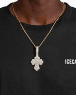 Moissanite Baguette Cross Pendant 14K Gold - Yellow Gold