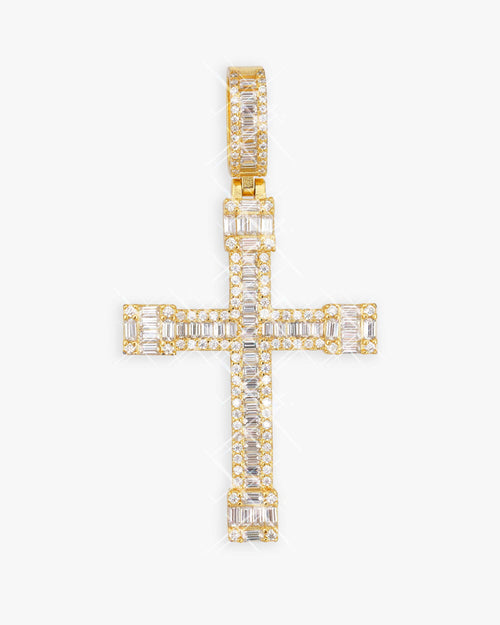 moissanite baguette cut cross pendant 14k gold icecartel main